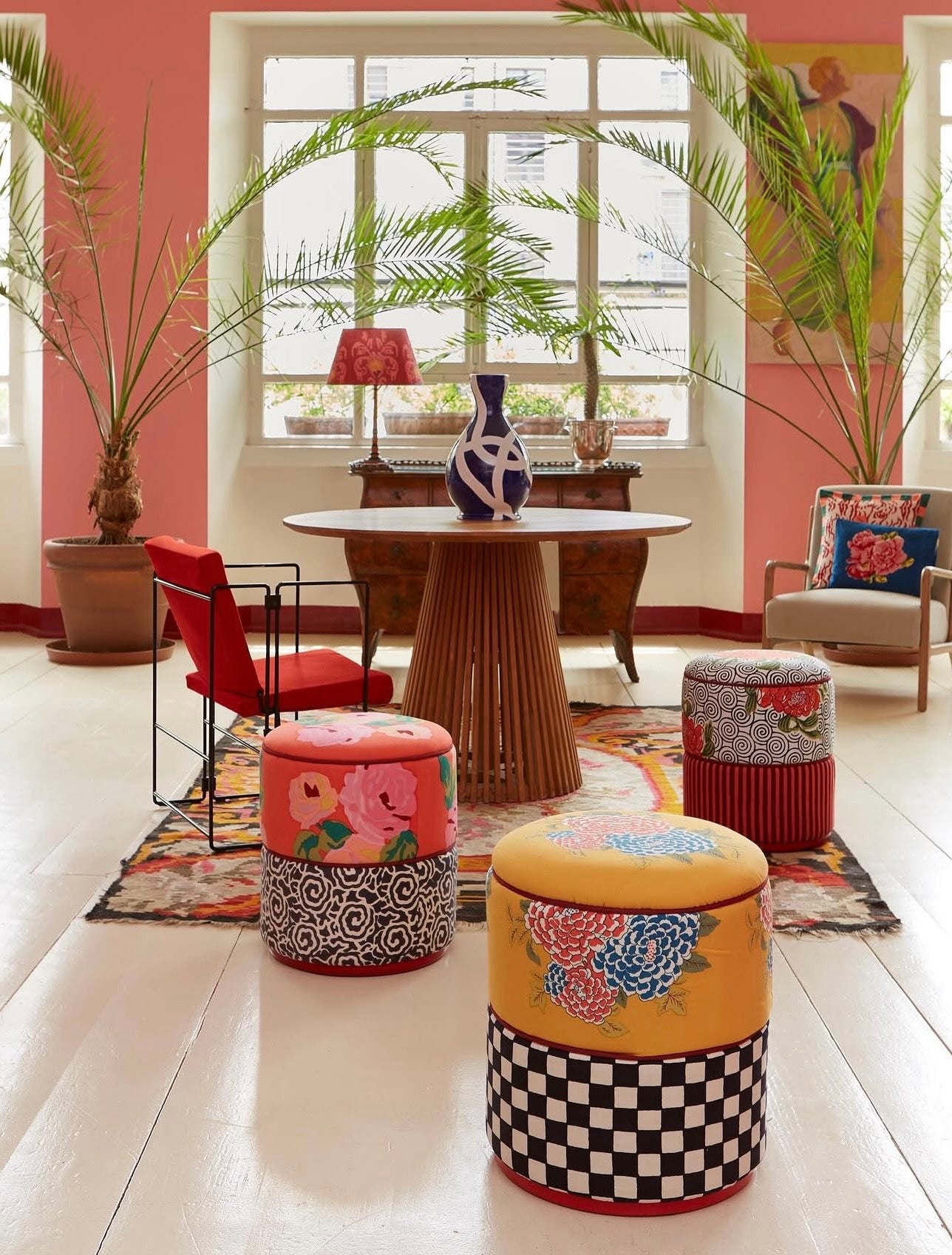 Camelia Black Ottoman Pouf