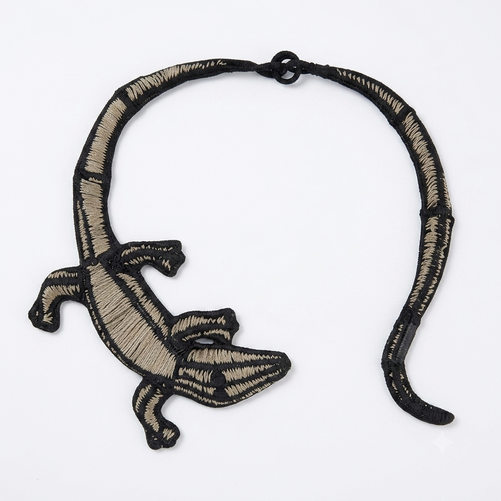 Crocodile Choker Necklace - Black & Natural