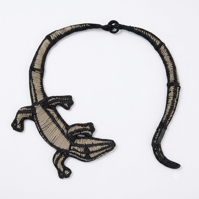 Crocodile Choker Necklace - Black & Natural