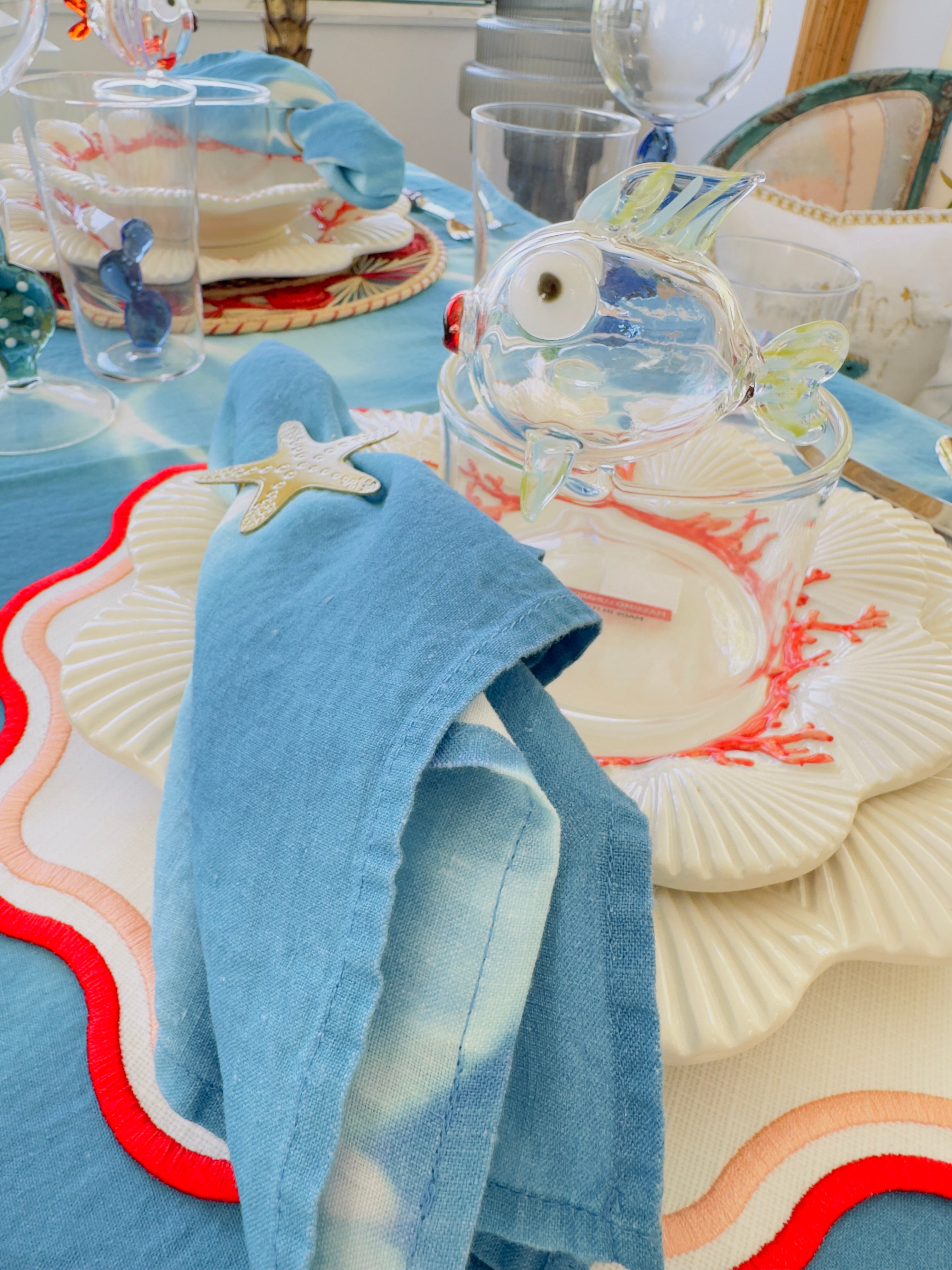 Les Ottomans Saint Jacques Coral Porcelain Salad Plate