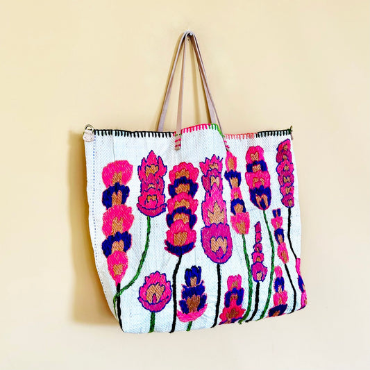 Pink Wild Flowers Bag - Large