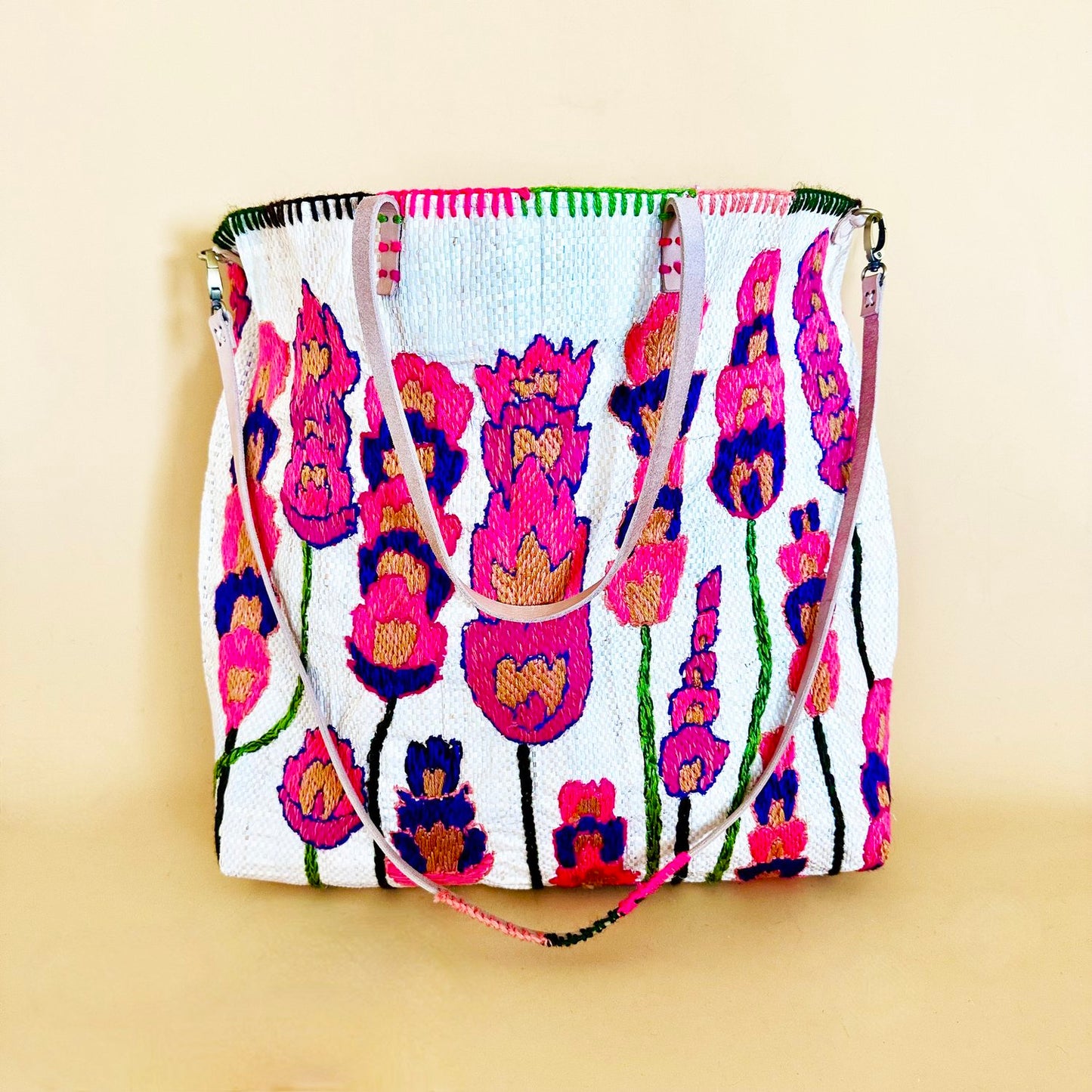 Pink Wild Flowers Bag - Large