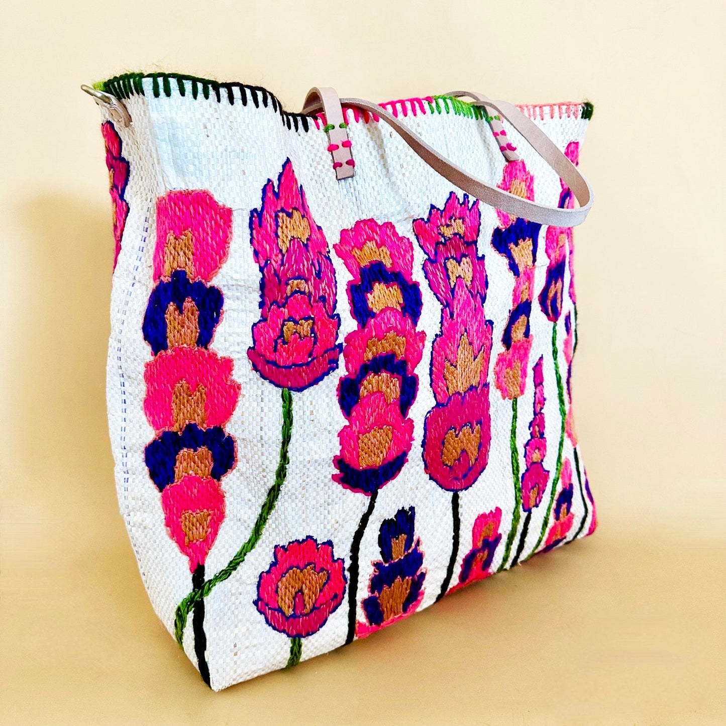 Pink Wild Flowers Bag - Large