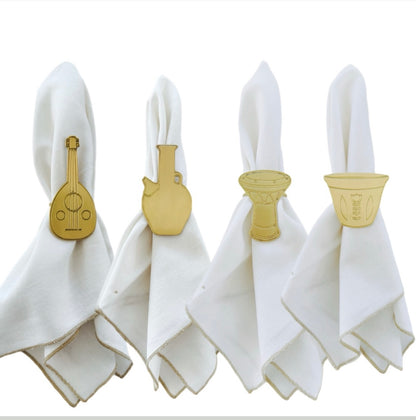Oudak Rannan Collection Napkin Ring Holders - Gold