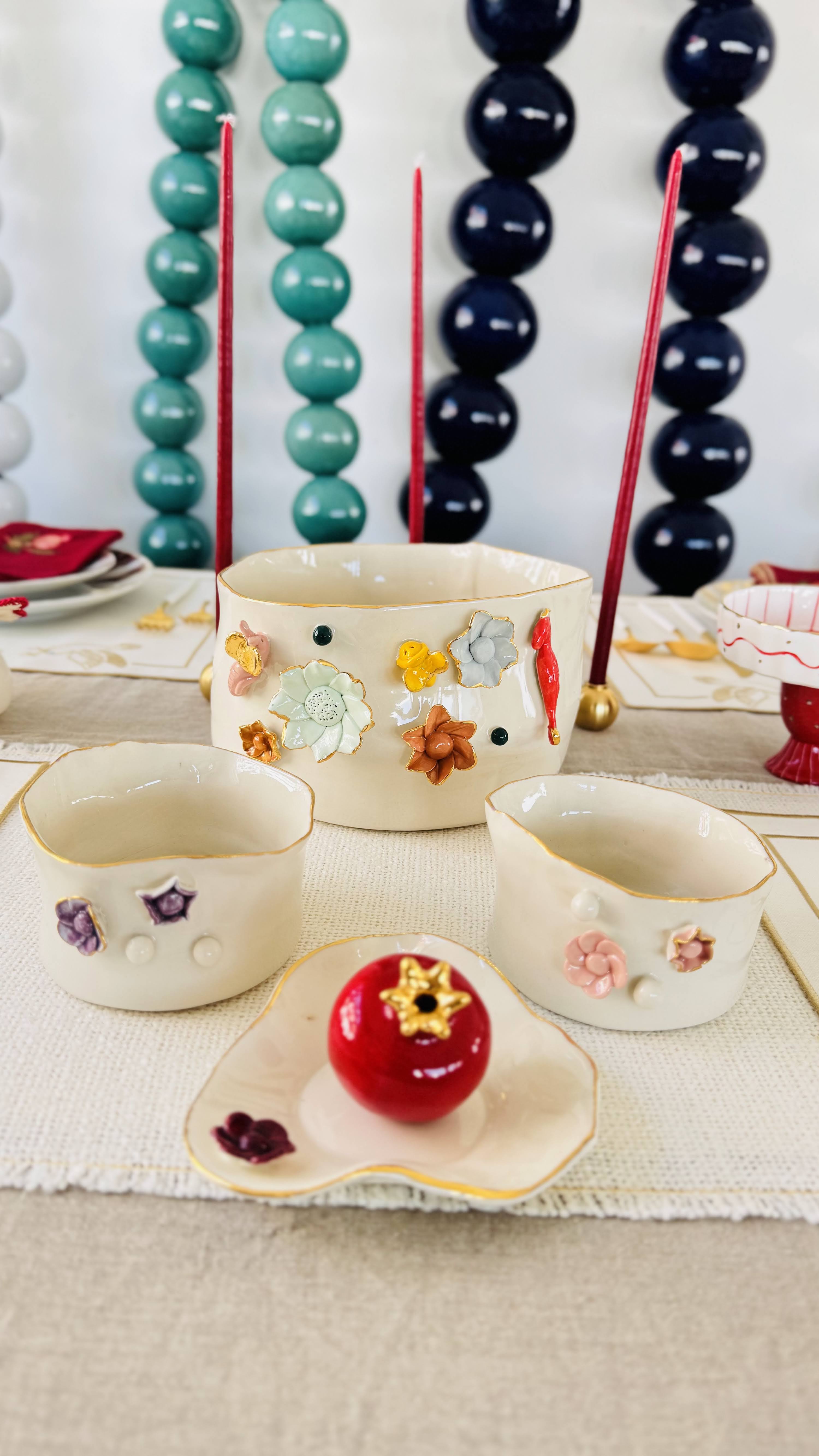 Ceramic Bowl Flowers Small