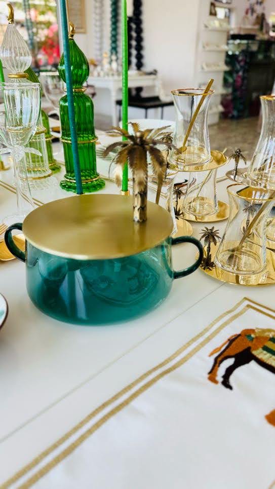 Zarina Palm 3D Canister - Green