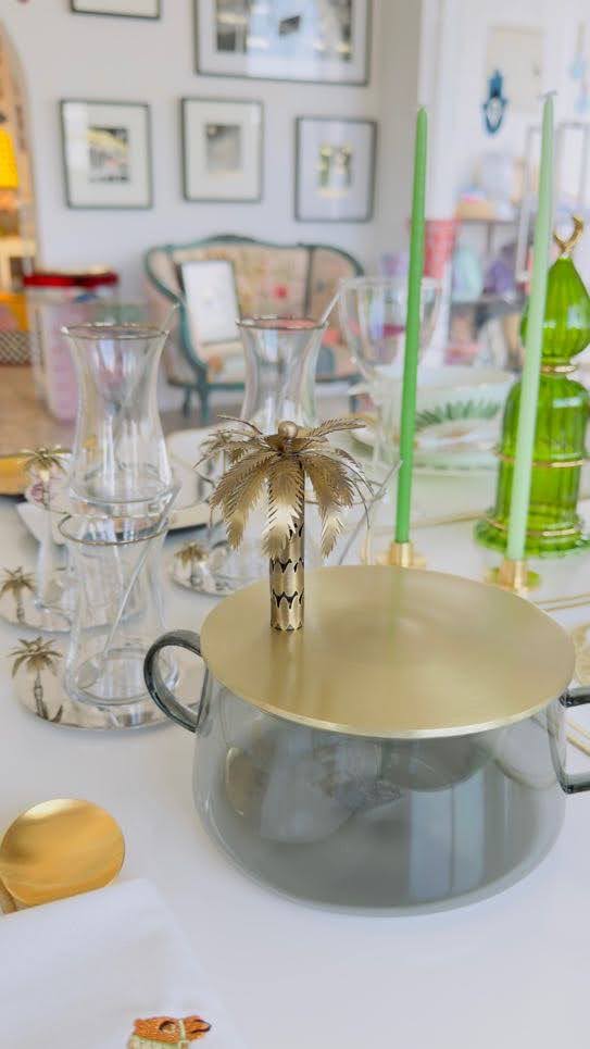 Zarina Palm 3D Canister - Gray