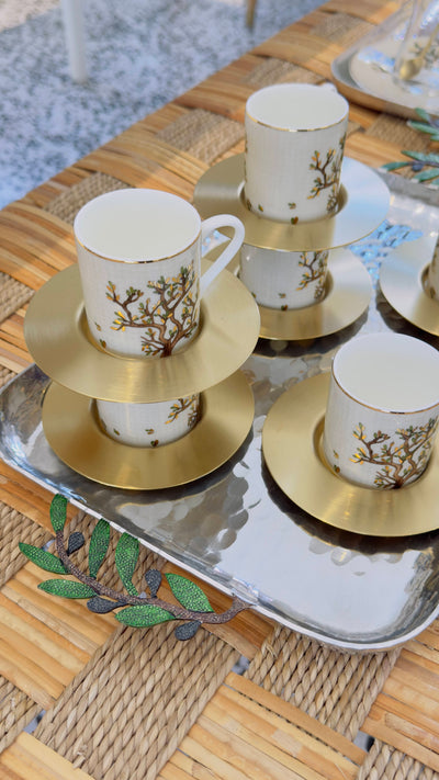 Tray.Aluminium with Olive Branch Handles - Silver