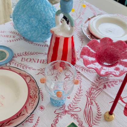 Dotty Blue & Pink Glass Tumbler