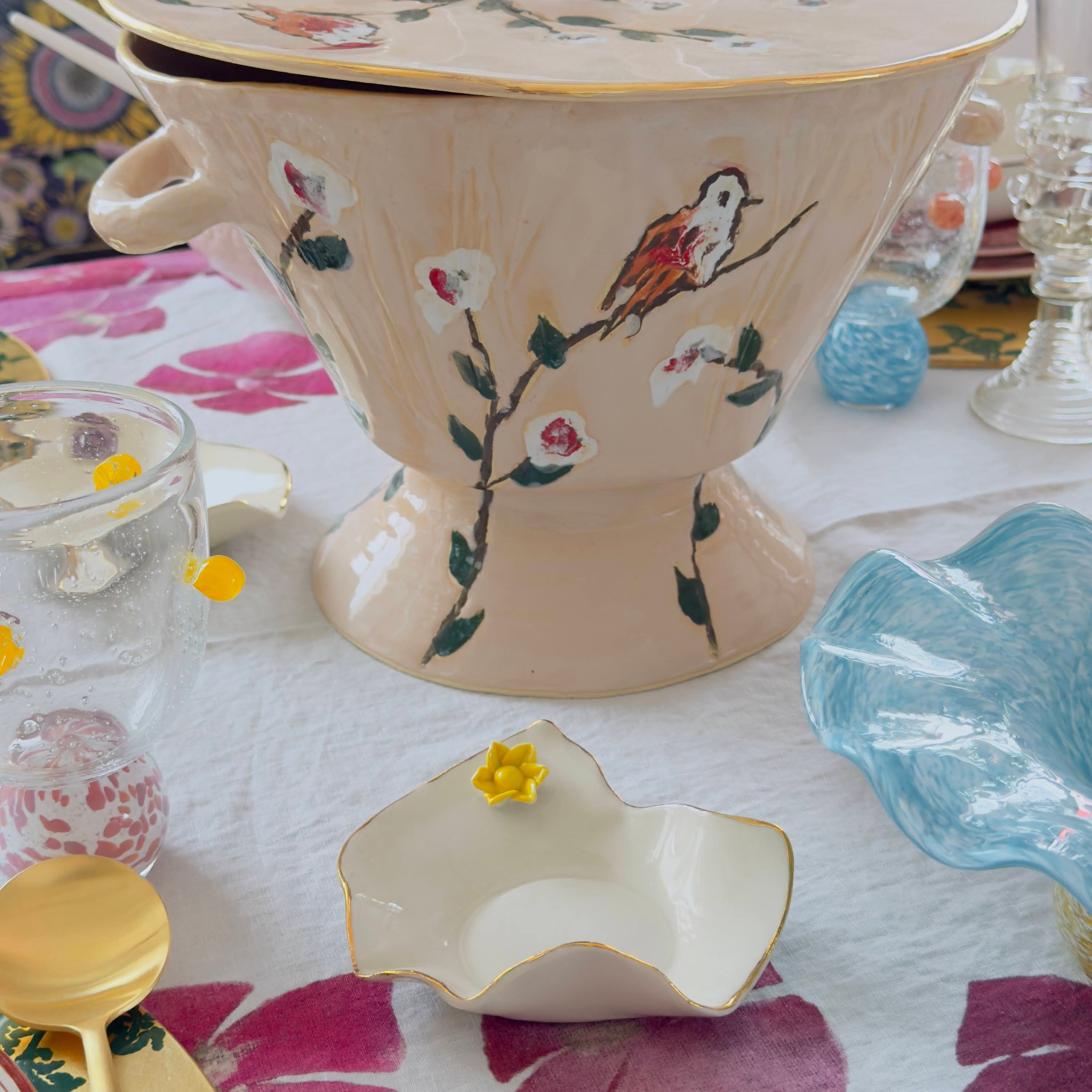 Ceramic Plate/ Saucer with Flower