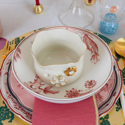 Ceramic Bowl with Gold Flowers Small
