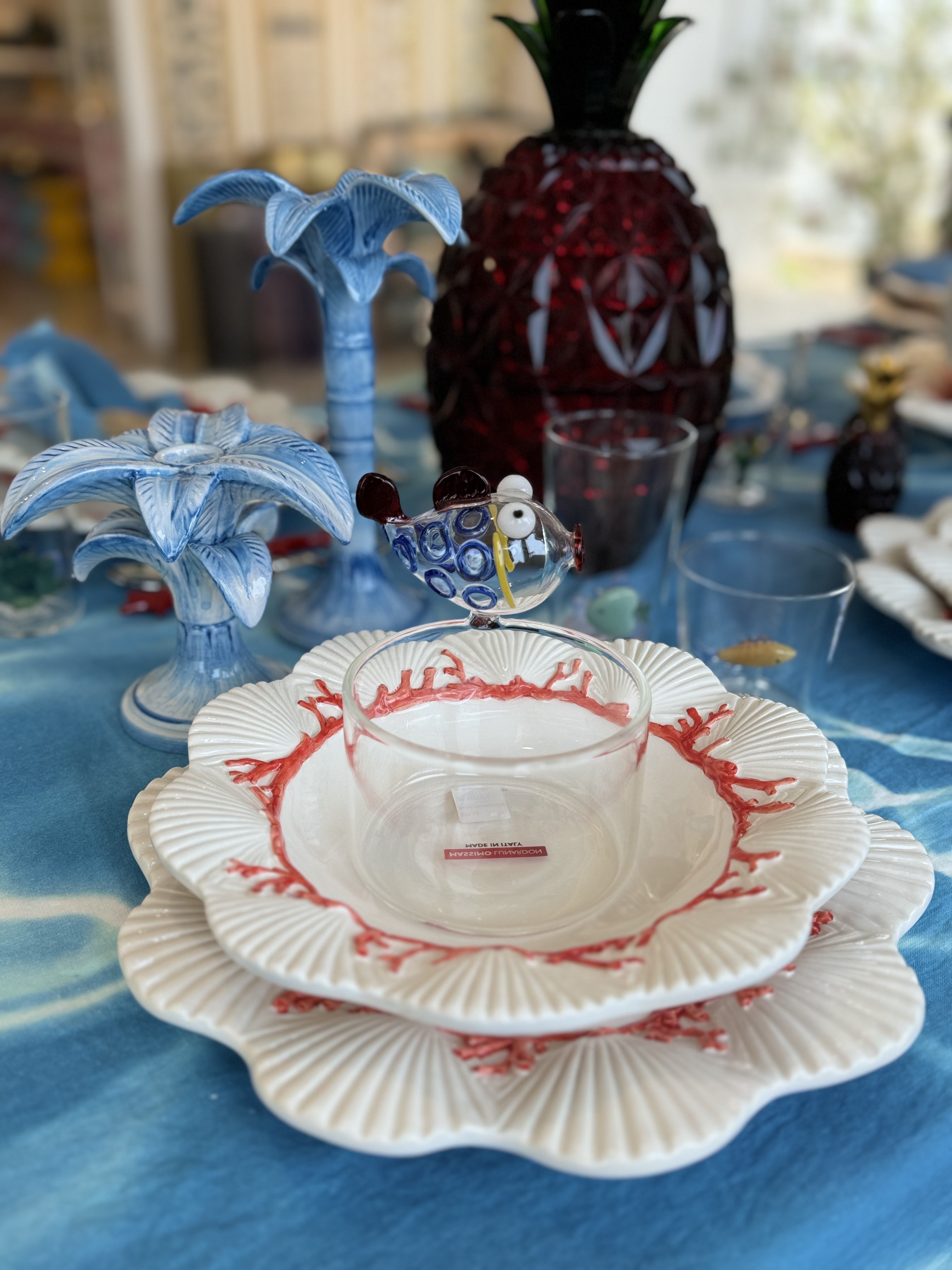 Les Ottomans Saint Jacques Coral Porcelain Soup Plate