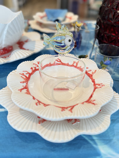 Les Ottomans Saint Jacques Coral Porcelain Dinner Plate