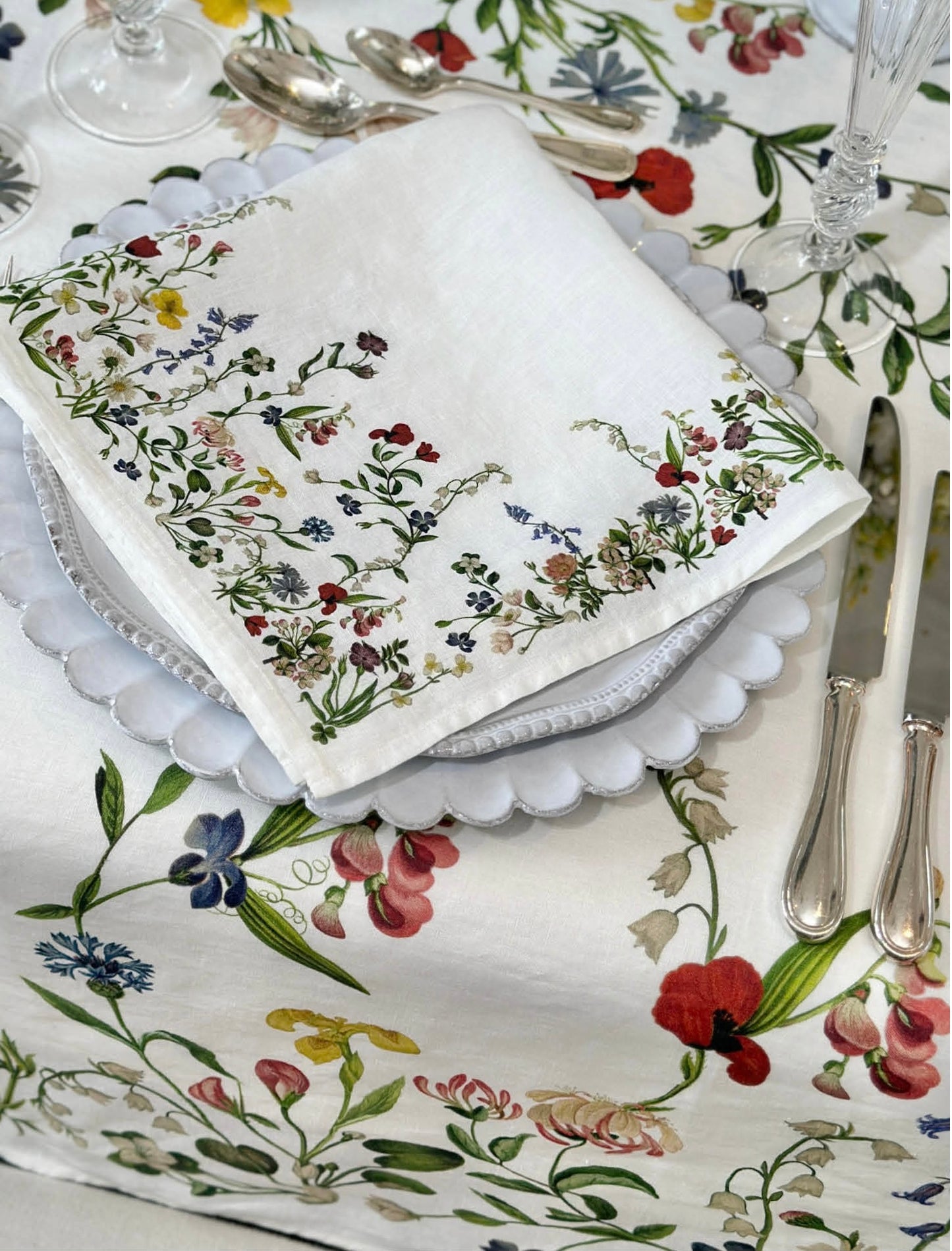 S&B x John Derian Botanical Wildflowers Linen Napkin