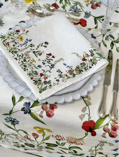 S&B x John Derian Botanical Wildflowers Linen Tablecloth