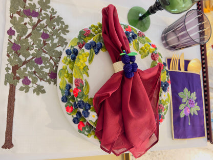 A Table Embroidered Cutlery Pouch - Fig