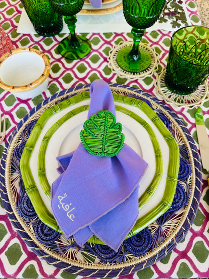 Les Ottomans Bamboo Porcelain Dinner Plate - Green