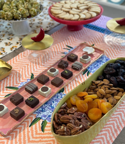 Rectangular Ceramic Tray with Flower