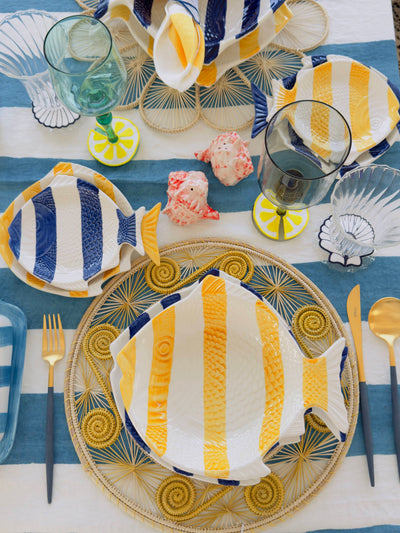 Fish Shaped Hand Painted Ceramic Plate Yellow