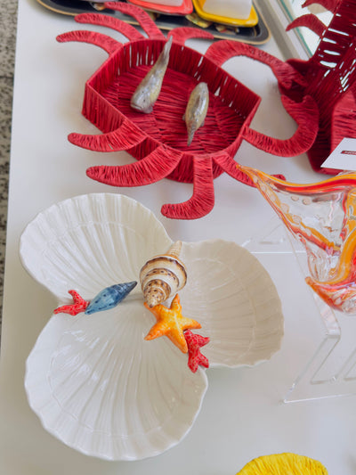 Les Ottomans Porcelain Seashells 3 Appetizer Platter