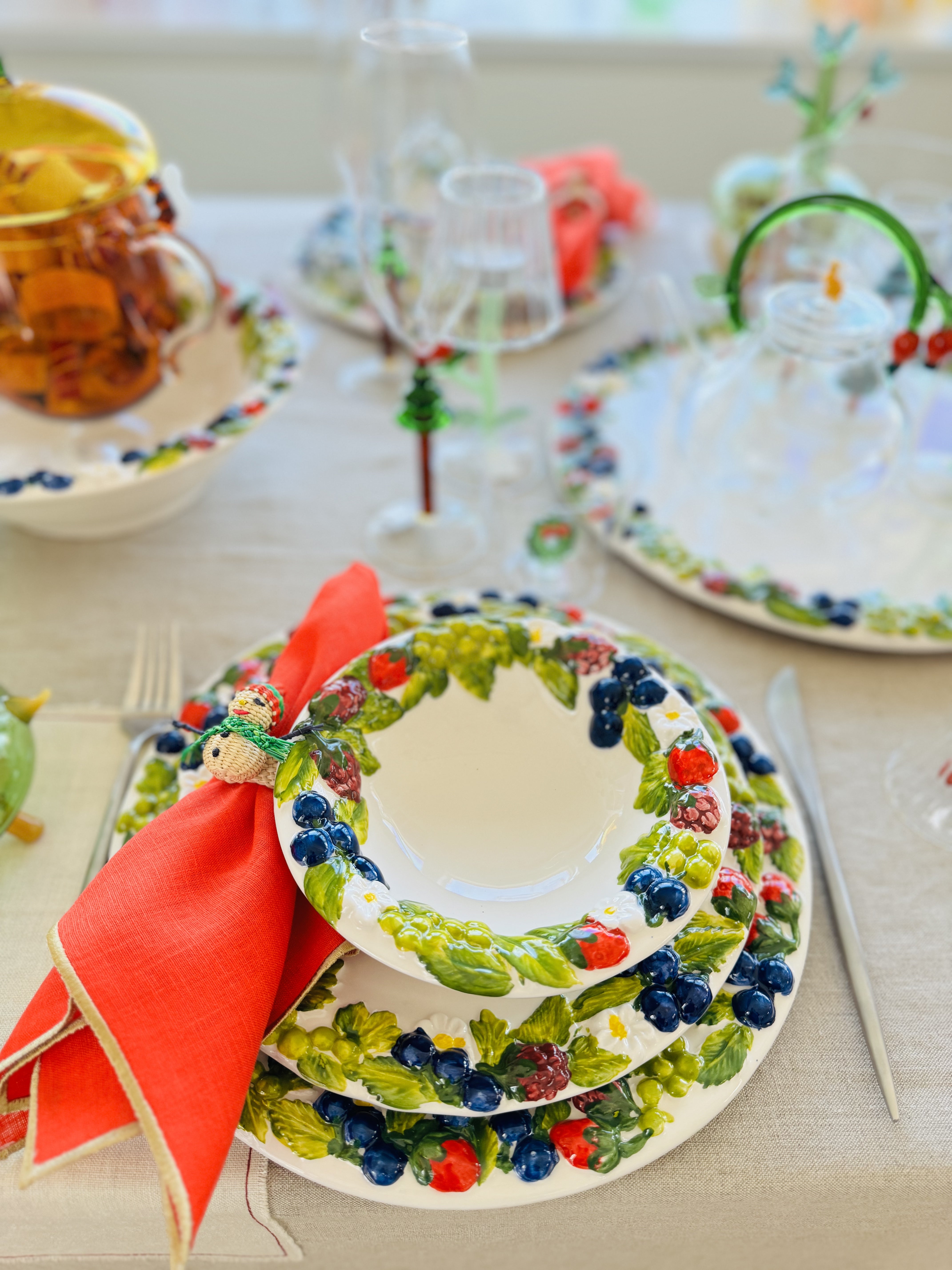 Les Ottomans Berries Porcelain Soup Bowl