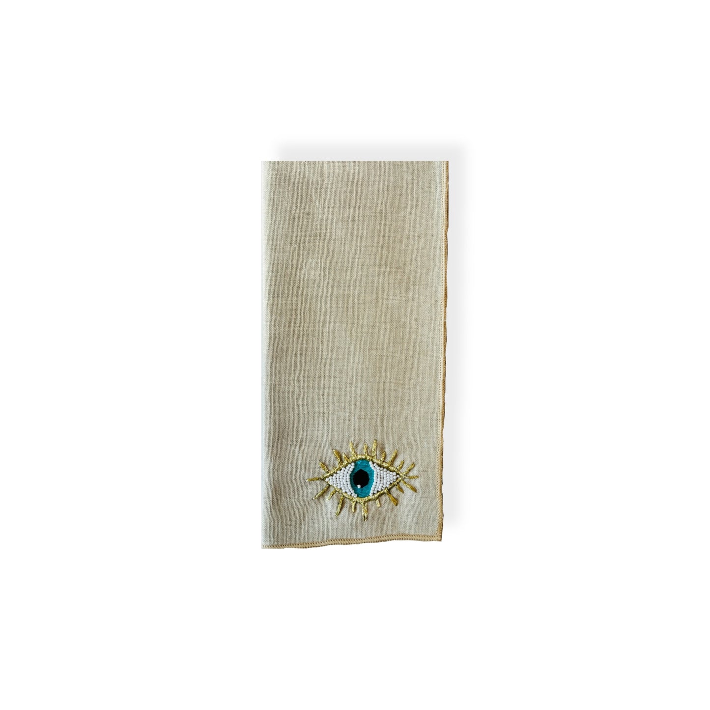 A Table Beaded Linen Napkin - Evil Eye