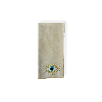 A Table Beaded Linen Napkin - Evil Eye