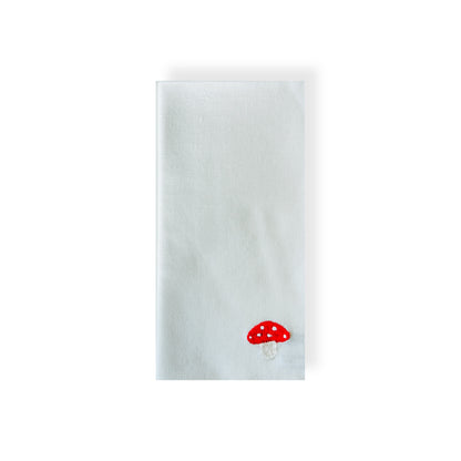 Mushroom Embroidered Linen Napkin