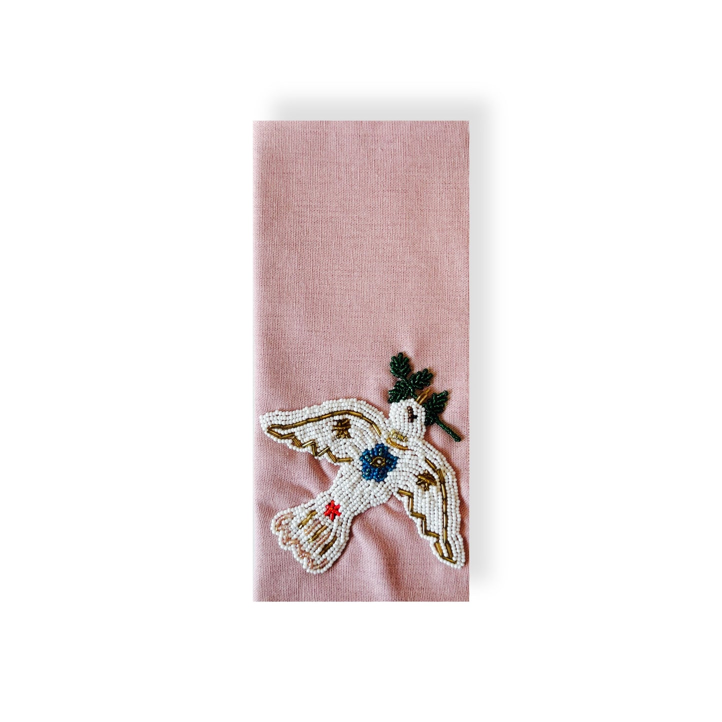 A Table Beaded Linen Napkin Baby Pink - Peace Dove