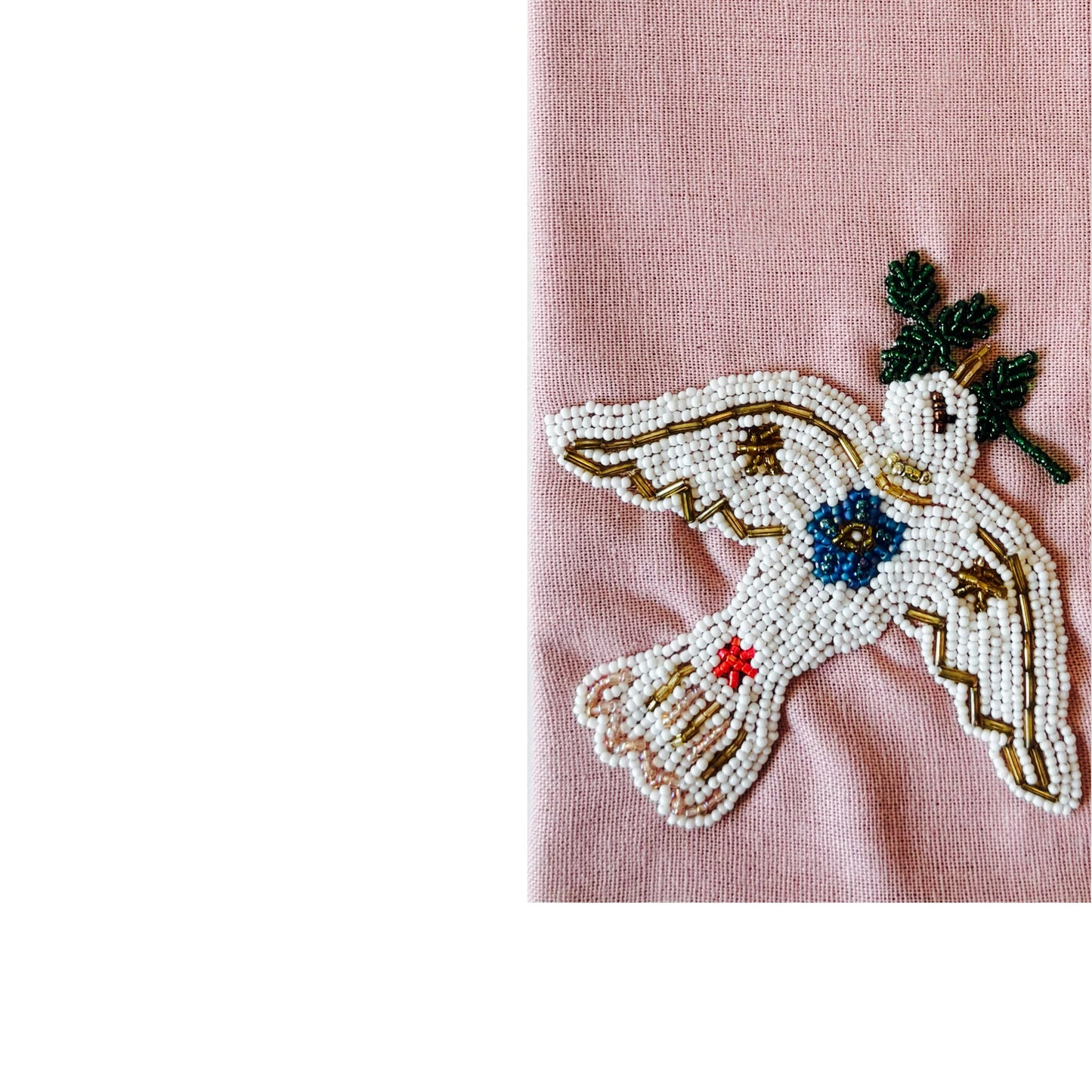 A Table Beaded Linen Napkin Baby Pink - Peace Dove