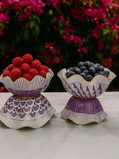 Reversible Hand Painted Porcelain Zig Zag Bowl