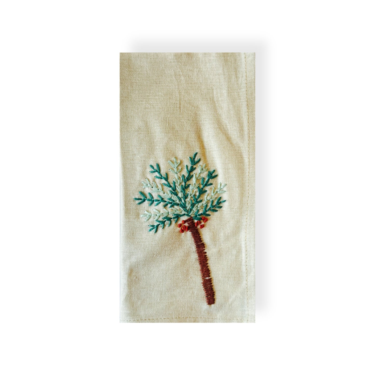 A Table Embroidered Linen Napkin - Palm Tree