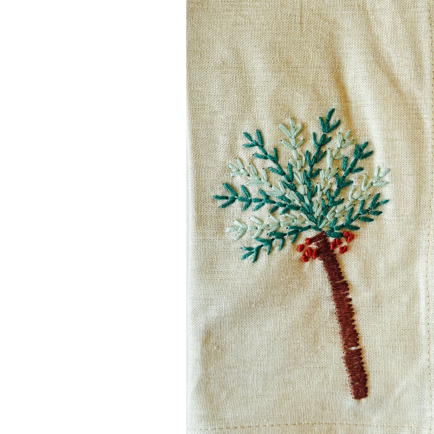 A Table Embroidered Linen Napkin - Palm Tree