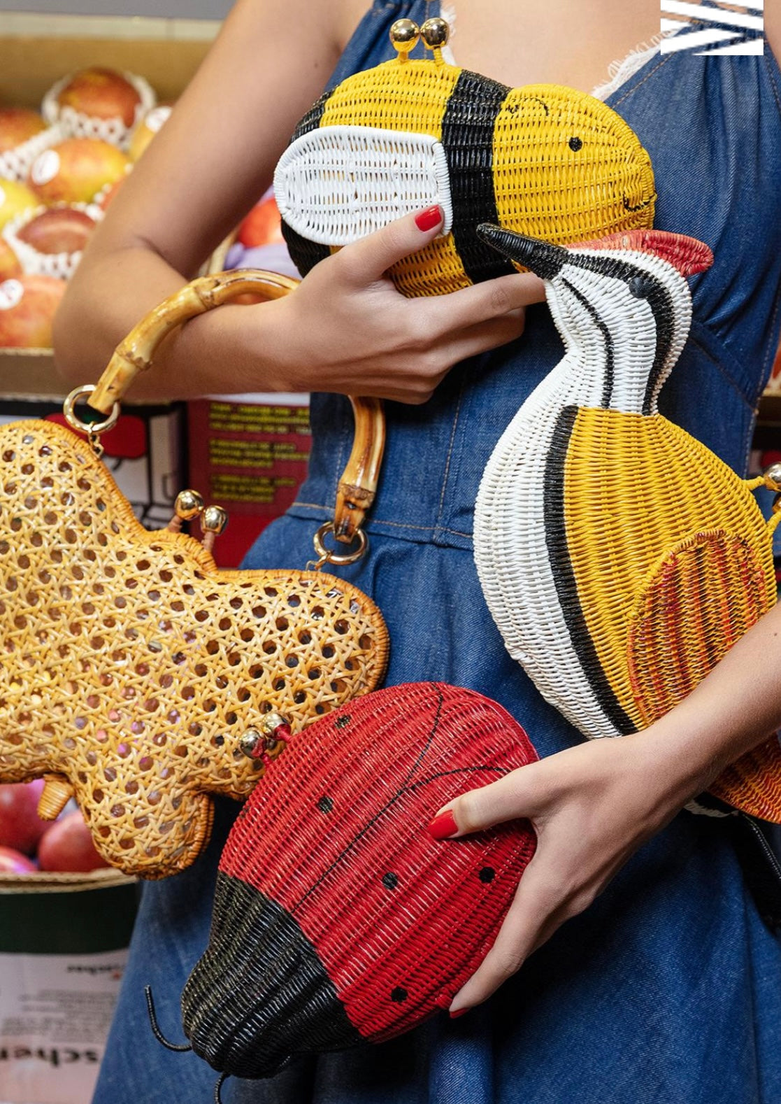 Serpui Joanna Ladybug Wicker Bag