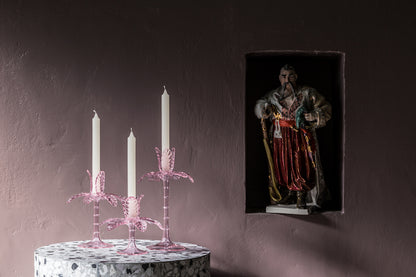 Las Palmas Hand Blown Glass Candle Holder - Pink