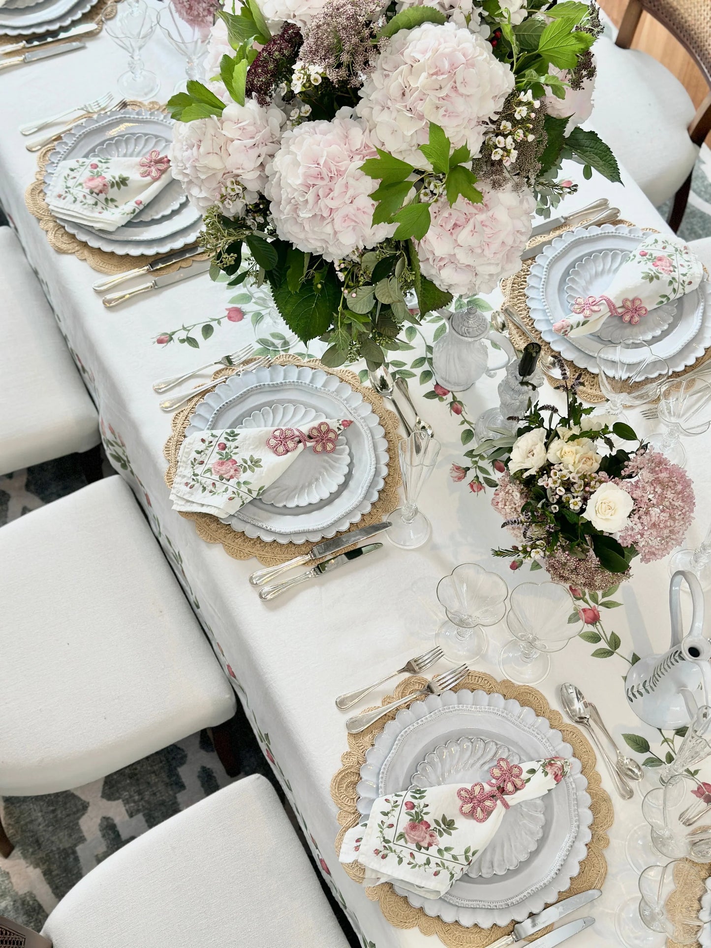 Rose Trellis Linen Tablecloth