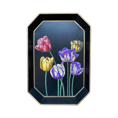 Les Ottomans Rectangular Painted Iron Tray - Tulips