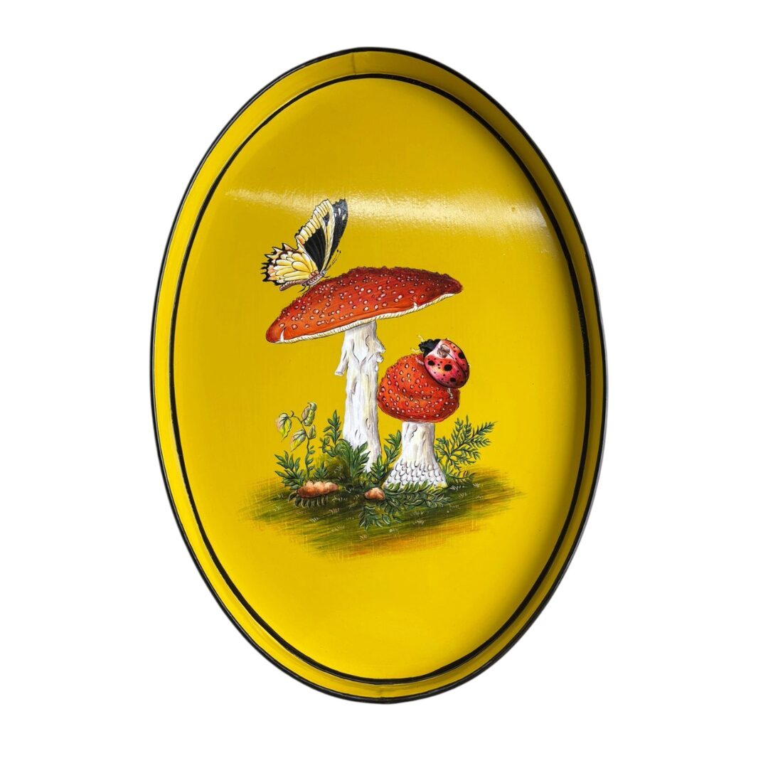 Les Ottomans Oval Painted Iron Tray - Mushrooms
