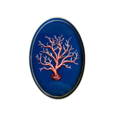 Les Ottomans Oval Painted Iron Tray - Corals