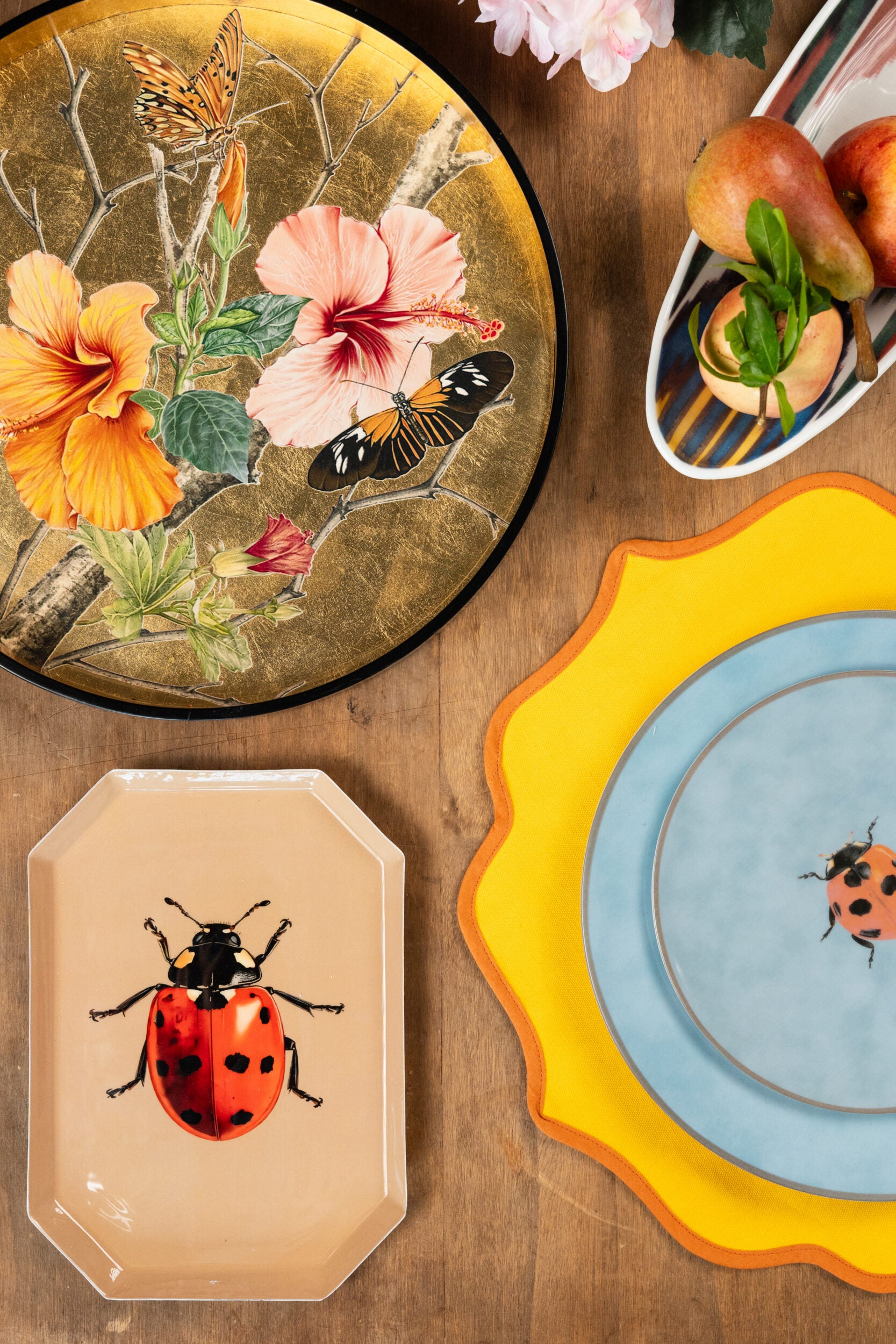 Les Ottomans Stamped Iron Tray - Ladybug