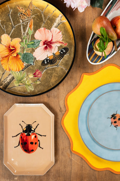 Les Ottomans Stamped Iron Tray - Ladybug