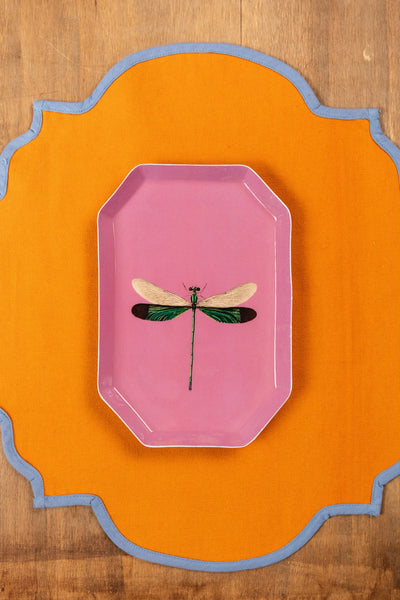 Les Ottomans Stamped Iron Tray - Dragonfly
