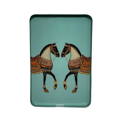 Les Ottomans Stamped Iron Tray - Horses