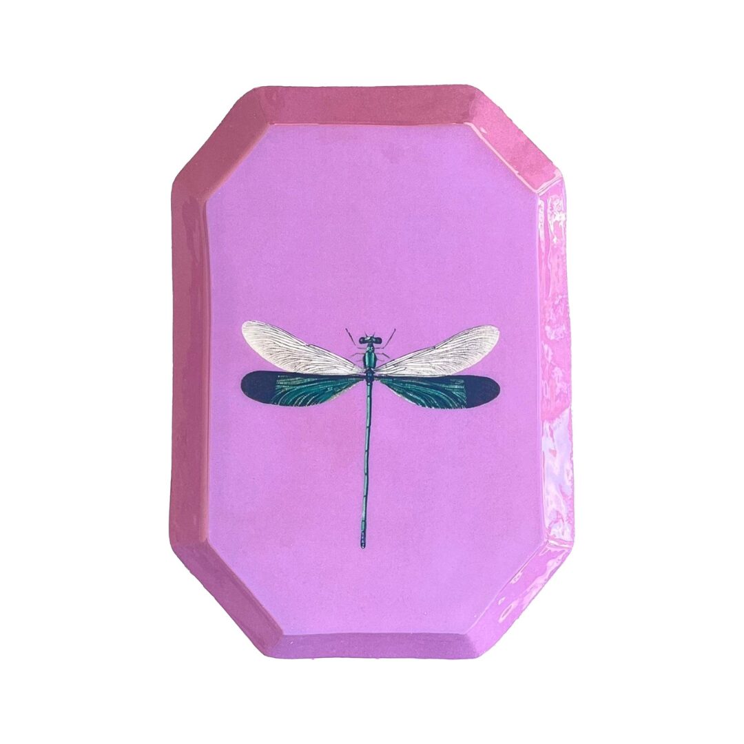 Les Ottomans Stamped Iron Tray - Dragonfly