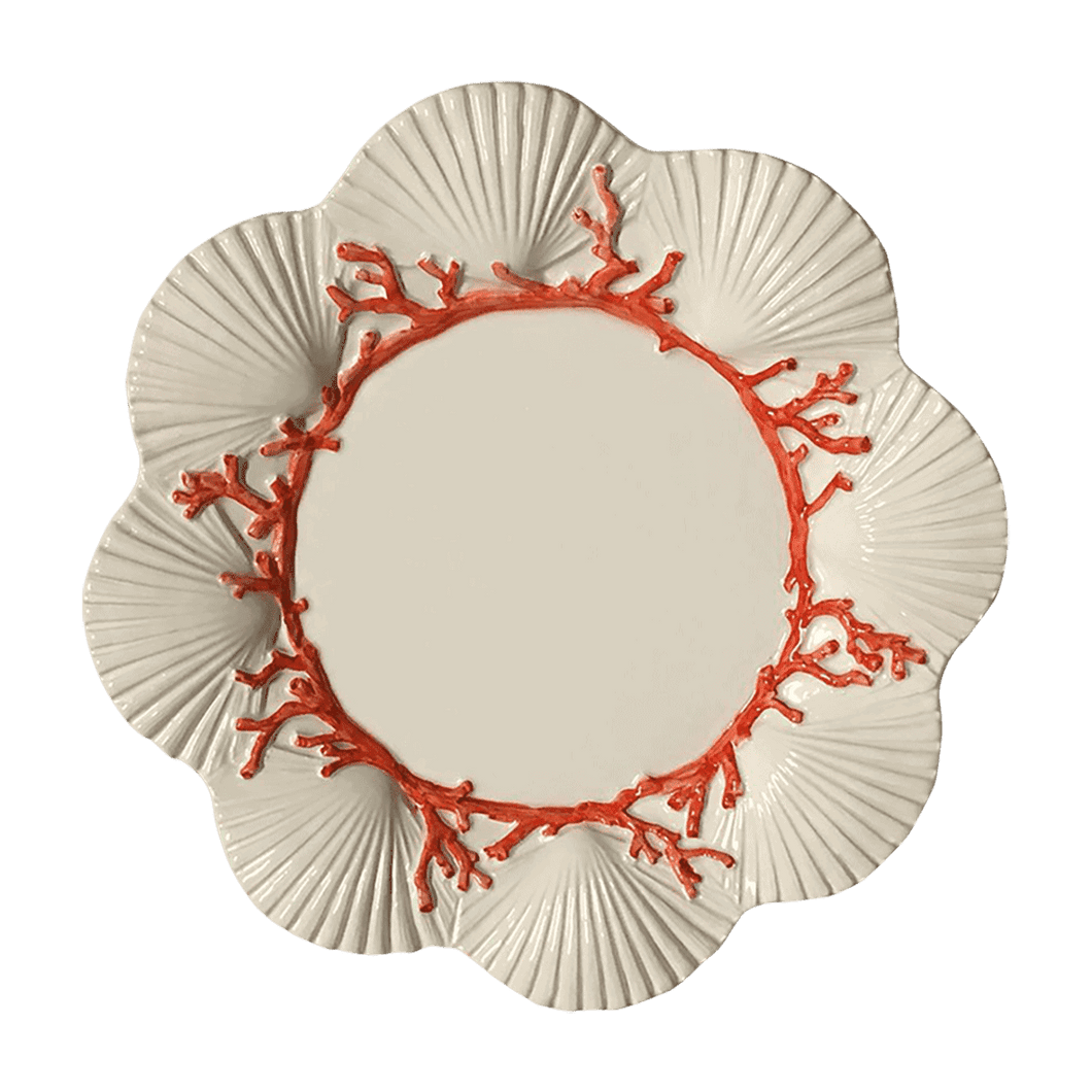 Les Ottomans Saint Jacques Coral Porcelain Soup Plate