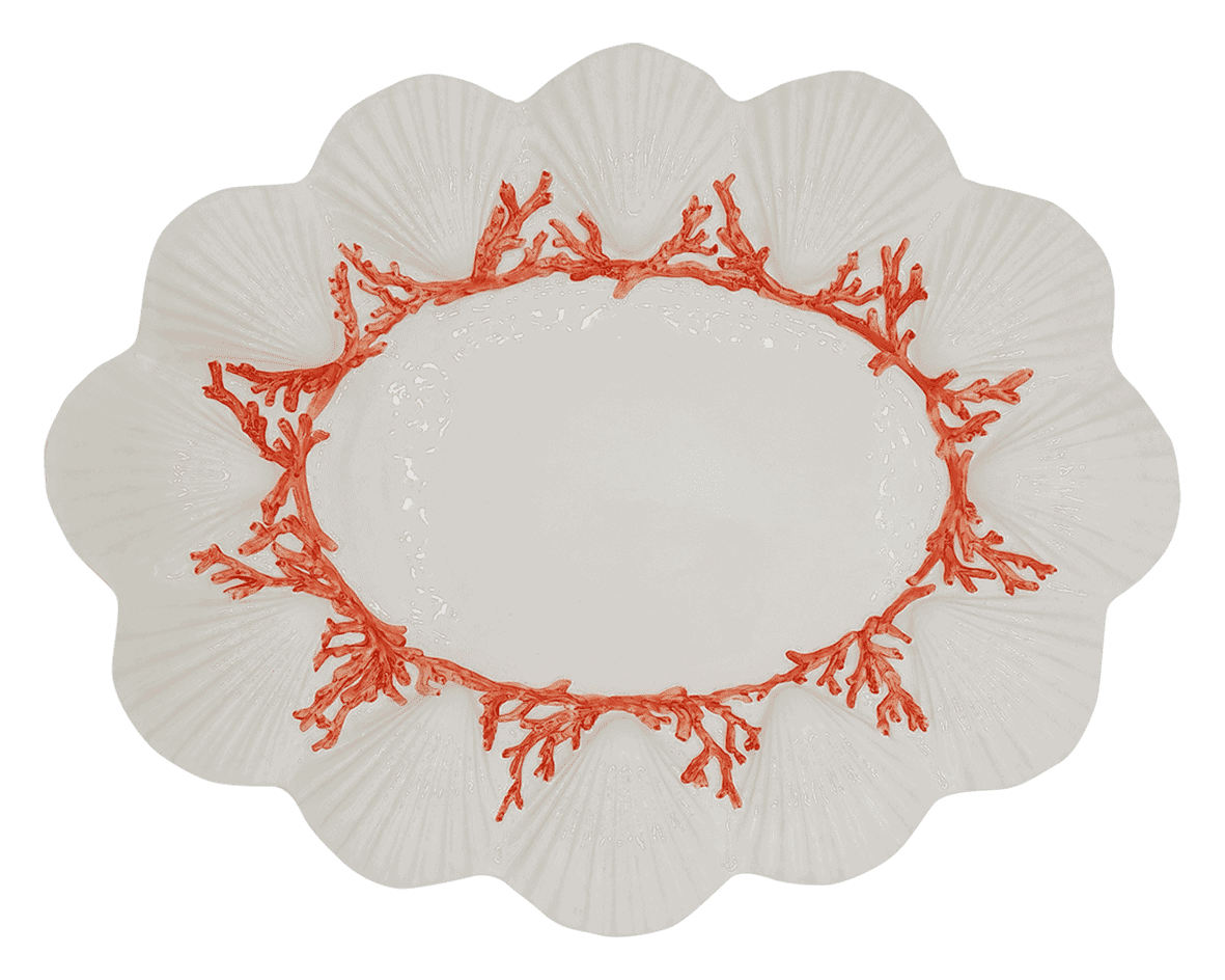 Les Ottomans Saint Jacques Coral Porcelain Oval Platter