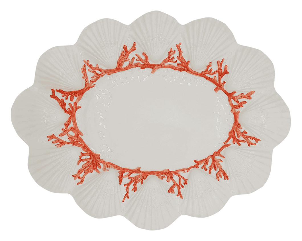 Les Ottomans Saint Jacques Coral Porcelain Oval Platter