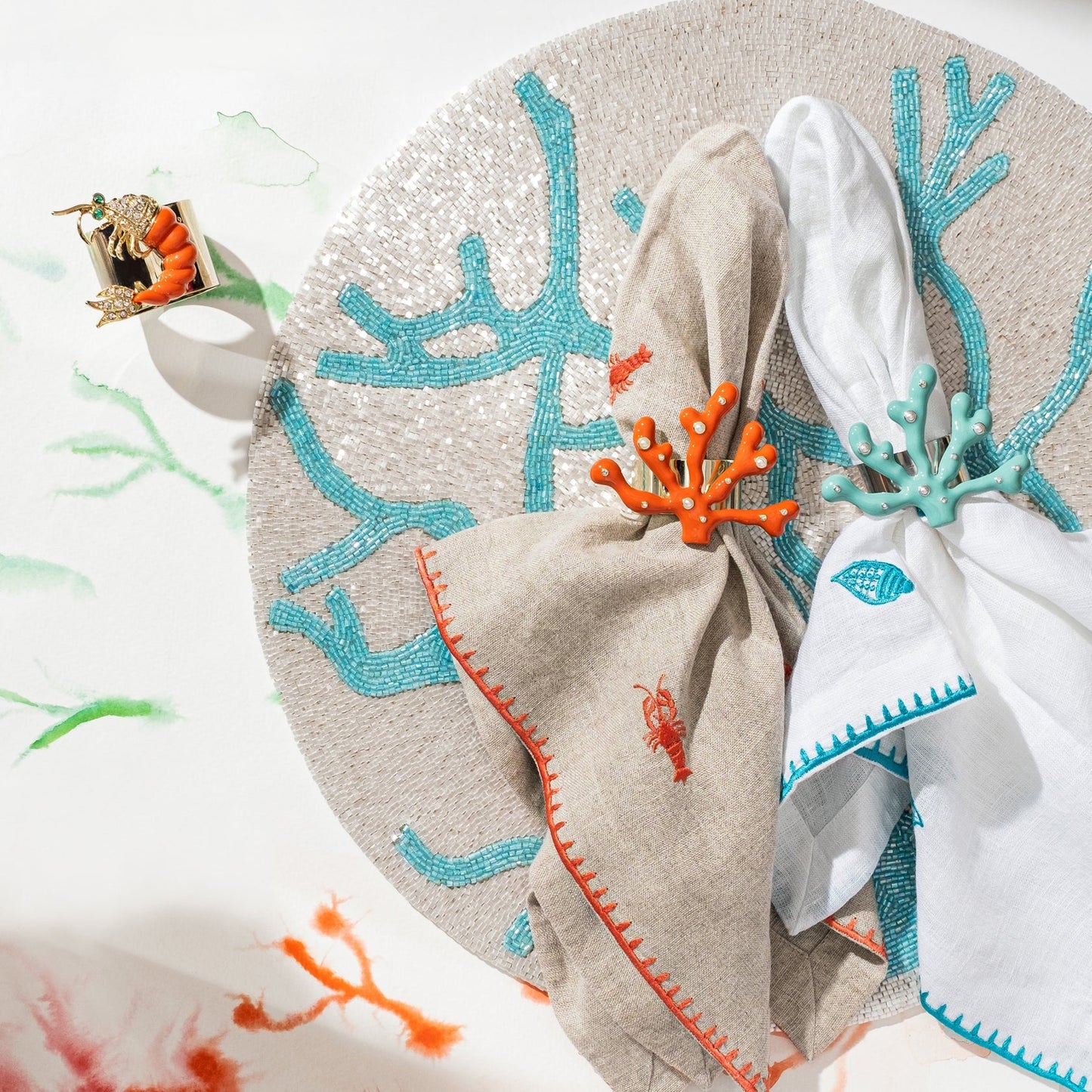 Napkin Rings Set Of Four - Coral