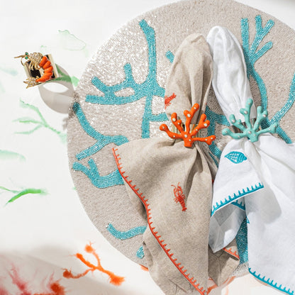 Napkin Rings Set Of Four - Coral