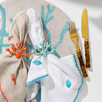 Napkin Rings Set Of Four - Coral